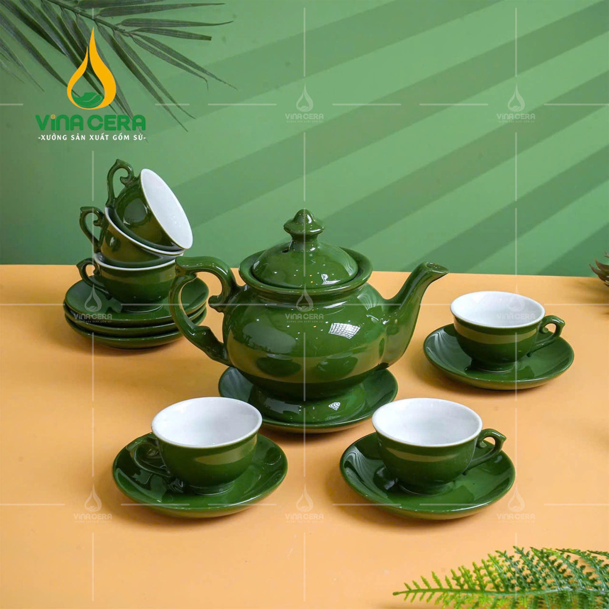 Tại sao nên chọn bộ ấm chén trà Bát Tràng làm quà tặng sự kiện, đại hội Đảng, công Đoàn? Bộ Ấm Trà Bát Tràng Xanh Lục Bảo