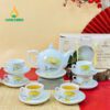Bộ Ấm Trà Dáng Bưởi Hoa Cúc Vàng