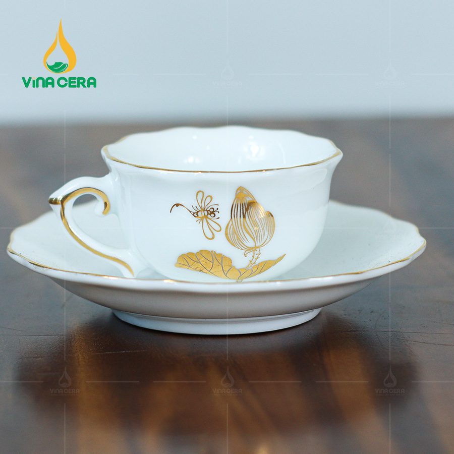 Bộ Ấm Trà Mẫu Đơn Vẽ Vàng VN AC 42 Bộ Ấm Trà Mẫu Đơn Vẽ Vàng VN AC 42