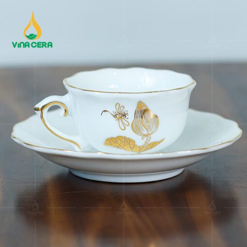 Bộ Ấm Trà Mẫu Đơn Vẽ Vàng VN AC 42