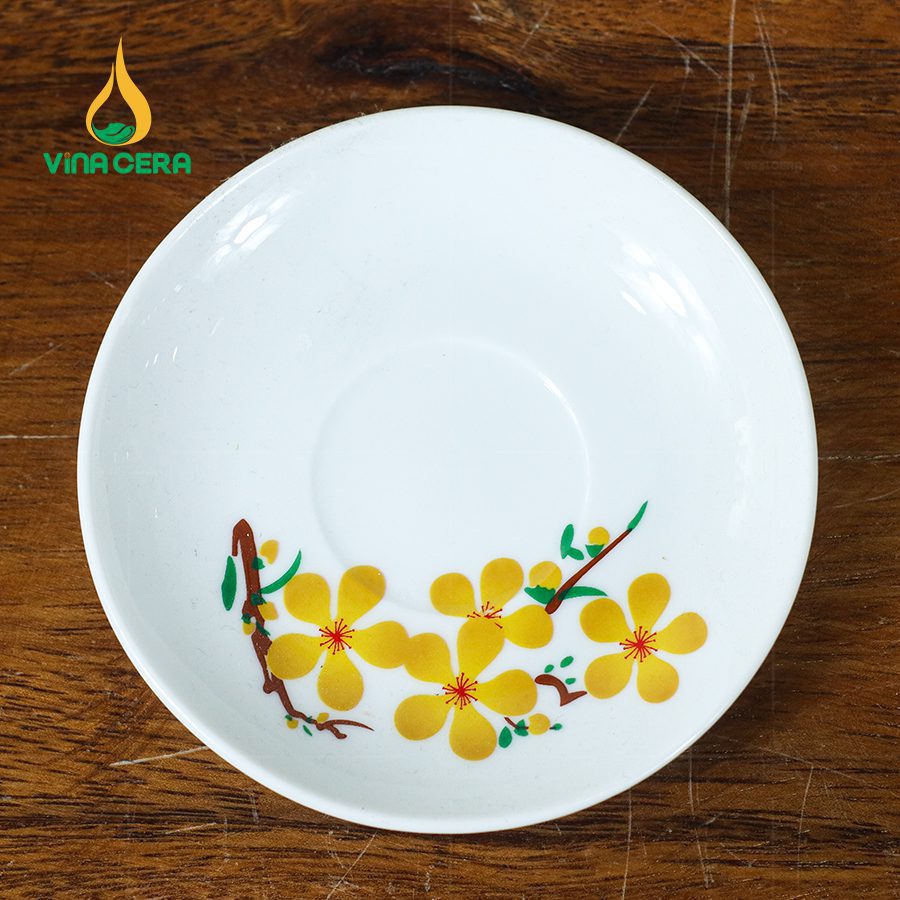 Bộ Ấm Trà Sứ Vẽ Hoa Mai Dáng Trăng Khuyết VNAC05 Bộ Ấm Trà Sứ Vẽ Hoa Mai Dáng Trăng Khuyết