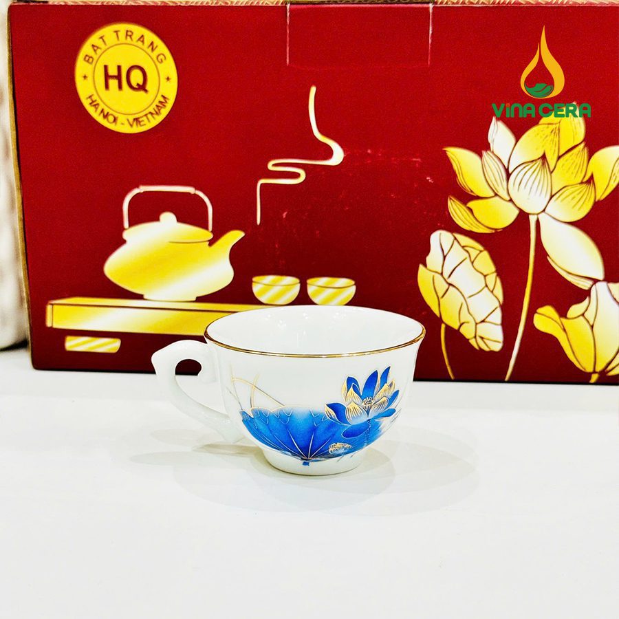 Bộ Ấm Trà Viền Vàng Sen Chuồn Xanh VN AC 54