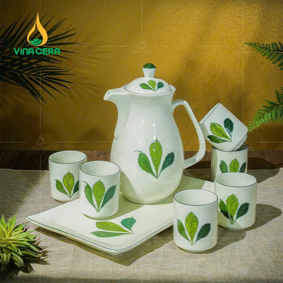 Bộ Bình Nước Bát Tràng Men Kem 1.3L BAT-0111224 (7)