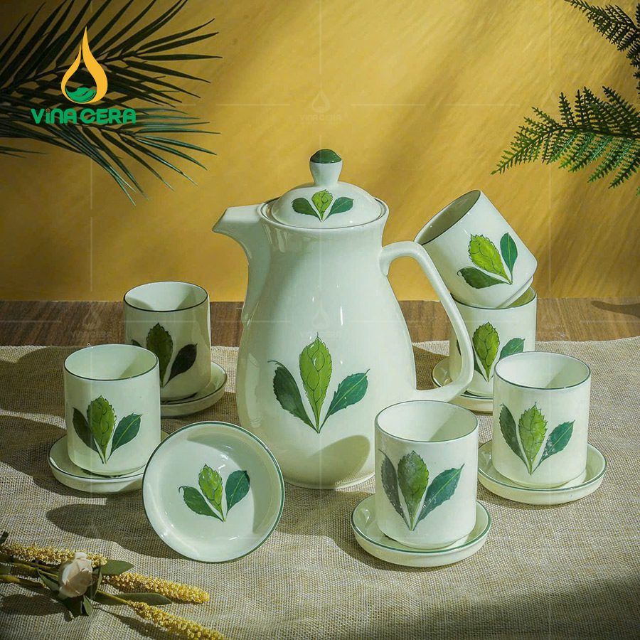 Bộ Bình Nước Bát Tràng Men Kem 1.3L BAT-0111224