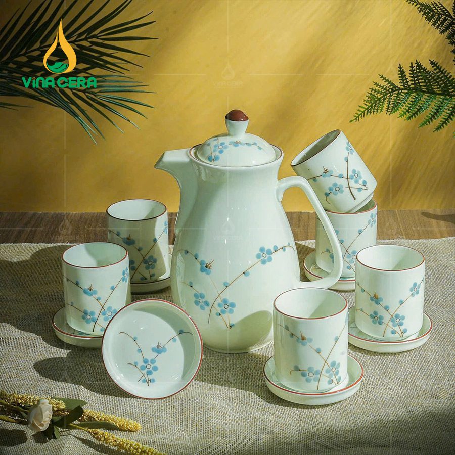 Bộ Bình Nước Bát Tràng Men Kem 1.3L BAT-0111224 (7)