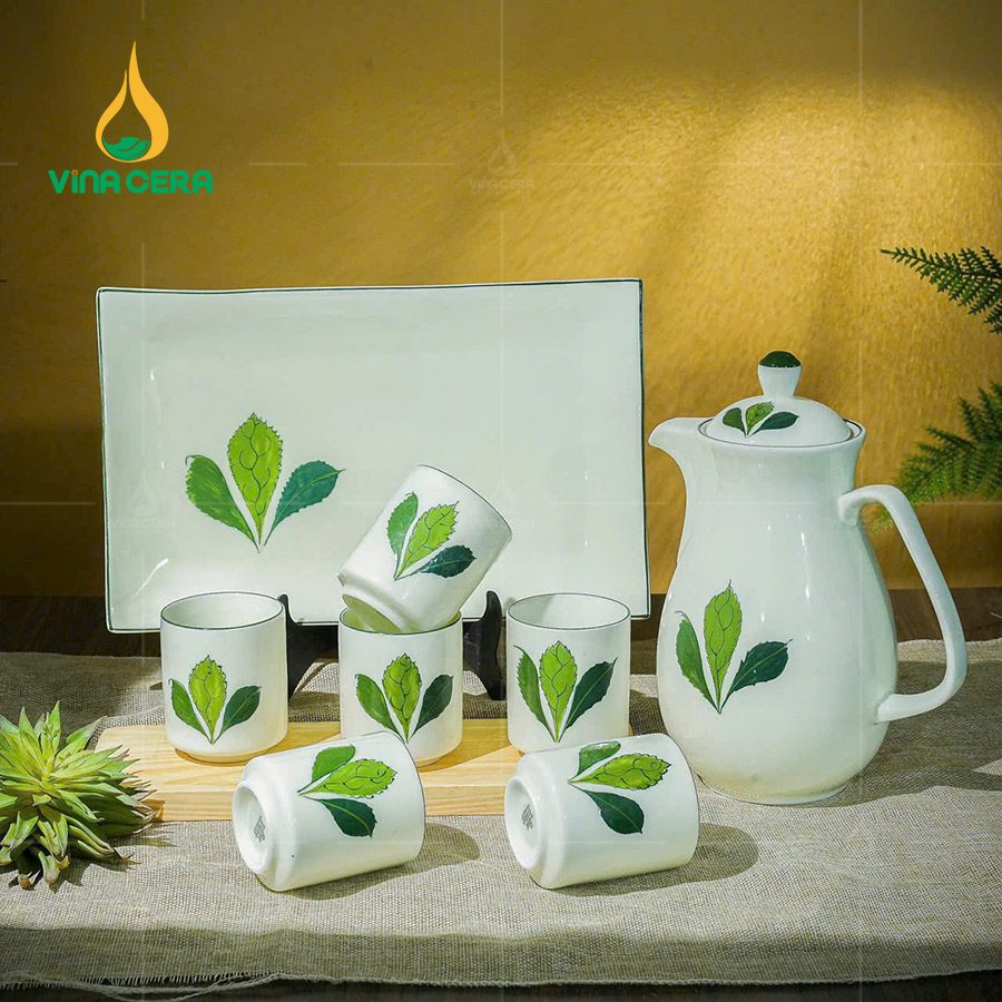 Bộ Bình Nước Bát Tràng Men Kem 1.3L BAT-0111224 (7)