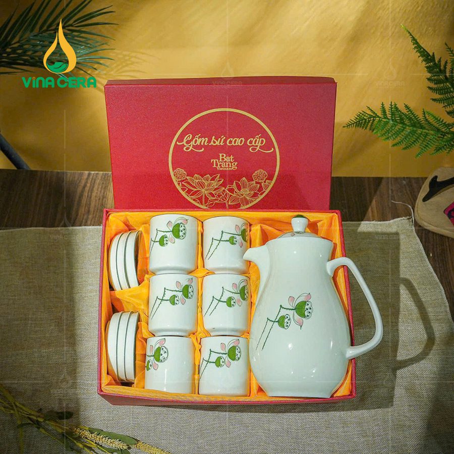 Bộ Bình Nước Bát Tràng Men Kem 1.3L BAT-0111224 (7)