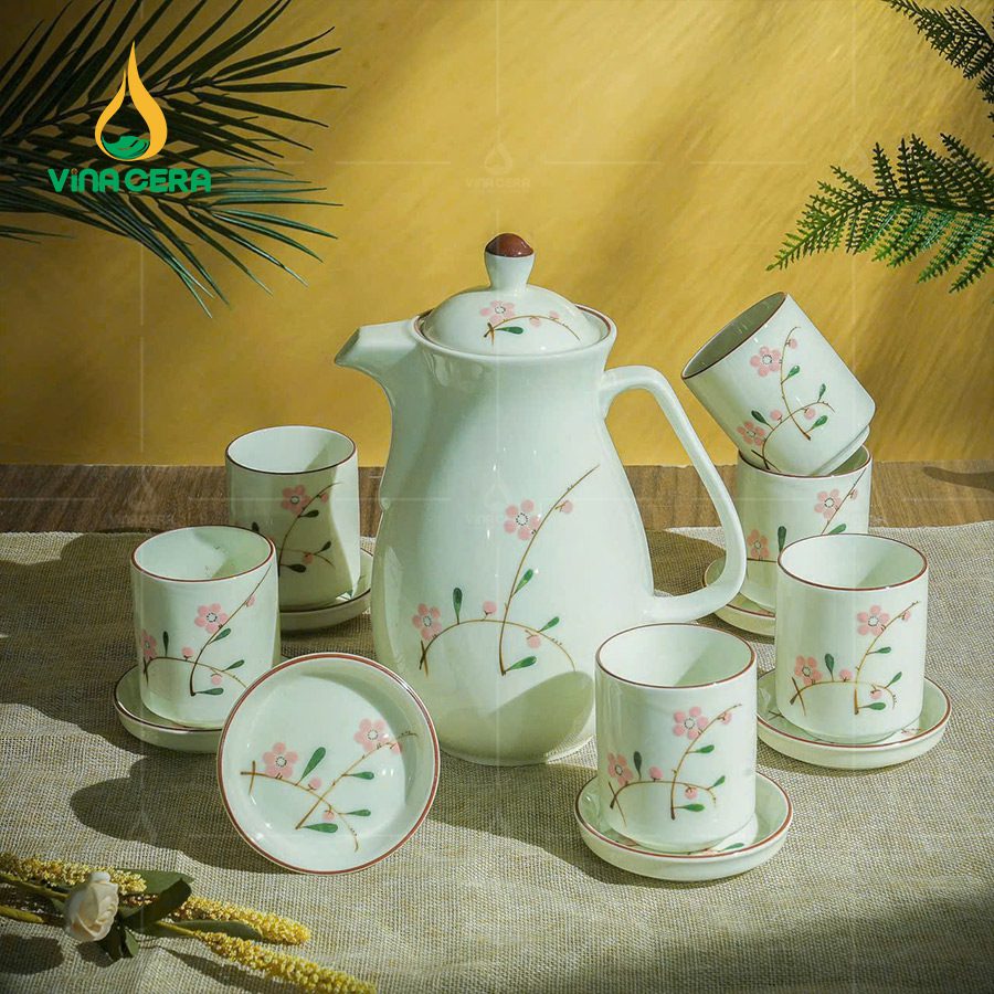 Bộ Bình Nước Bát Tràng Men Kem 1.3L BAT-0111224 (7)