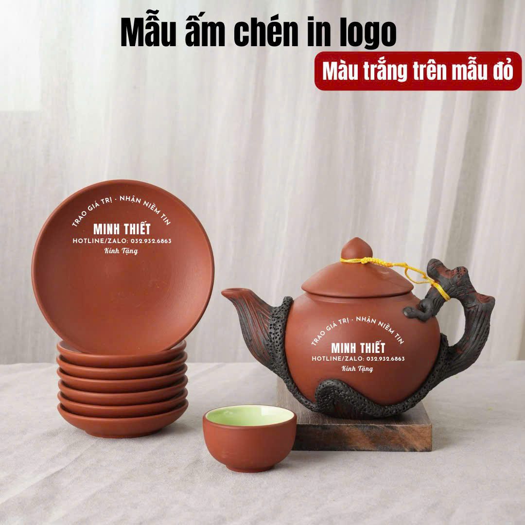 Bộ ấm Trà Gốm Bát Tràng in logo BAT01110724 Bộ ấm Trà Gốm Bát Tràng in logo Giá Tốt