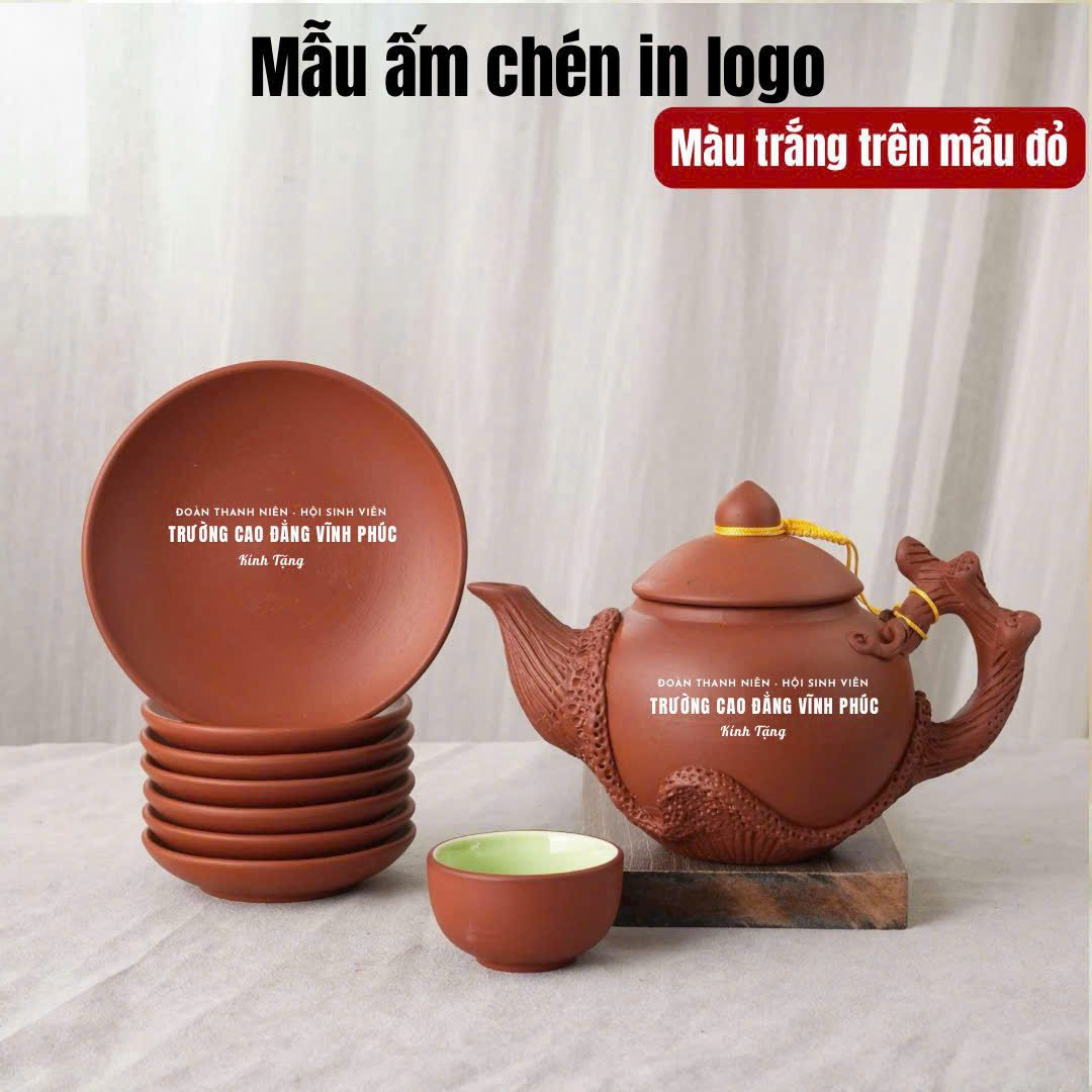 Bộ ấm Trà Gốm Bát Tràng in logo BAT01110724 Bộ ấm Trà Gốm Bát Tràng in logo Giá Tốt