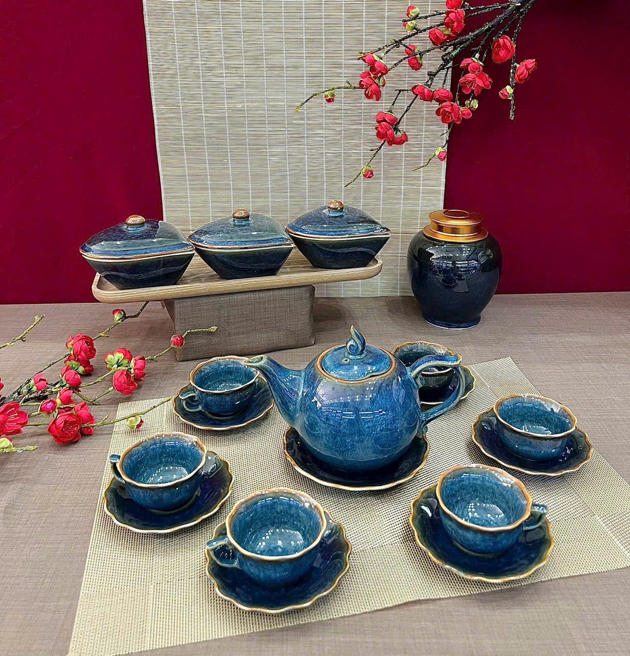 Bộ ấm chén Hỏa Biến vân đá