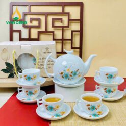 Bộ ấm chén Bưởi cành vẽ hoa vàng Bát Tràng AC021112724