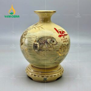 Mẫu Bình Gốm Chu Đậu In logo quà tặng đẹp GCĐ11724