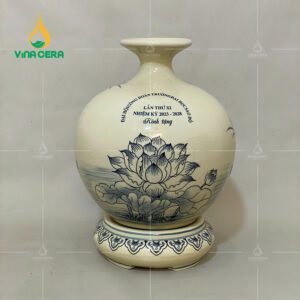 Mẫu Bình Gốm Chu Đậu In logo quà tặng đẹp GCĐ11724