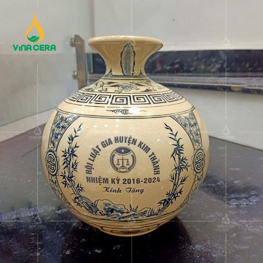 Mẫu Bình Gốm Chu Đậu In logo quà tặng đẹp (7) Mẫu Bình Gốm Chu Đậu In logo quà tặng đẹp GCĐ11724