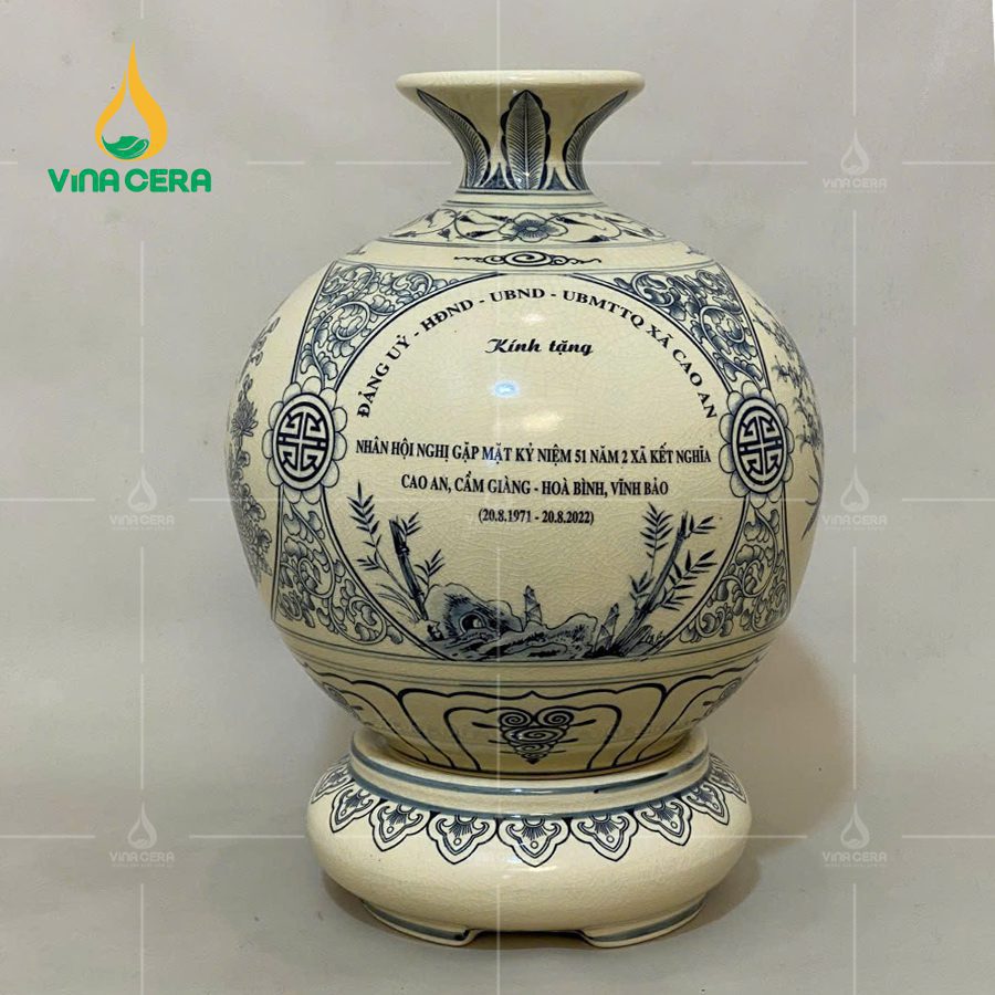Mẫu Bình Gốm Chu Đậu In logo quà tặng đẹp (9) Mẫu Bình Gốm Chu Đậu In logo quà tặng đẹp GCĐ11724