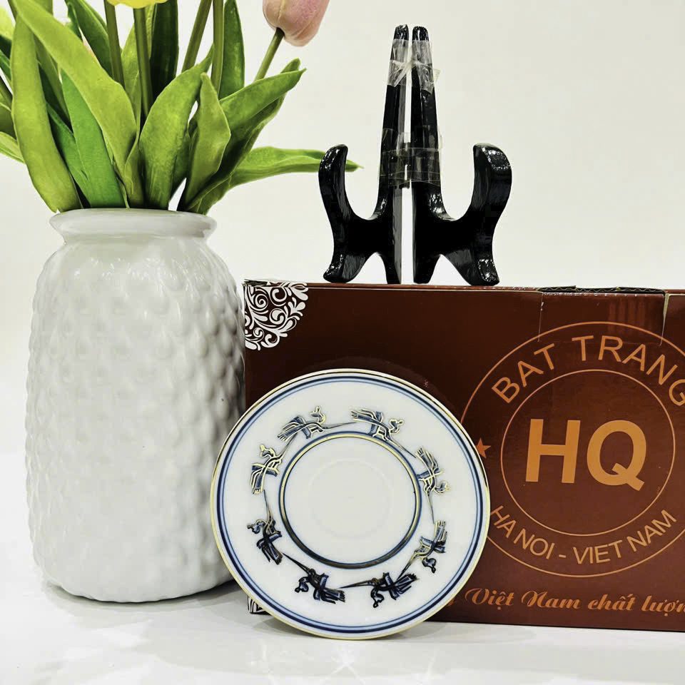 Bộ Ấm Trà Vẽ Chùa Một Cột Chỉ Vàng 24k VN AC 56