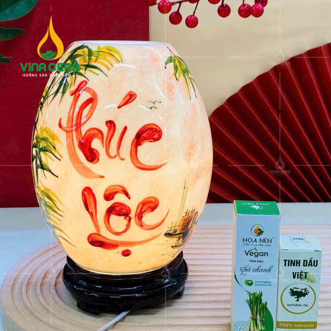 Đèn Xông Tinh Dầu Bát Tràng Dáng Trứng - DX 0911124 Đèn xông tinh dầu Bát Tràng dáng trứng