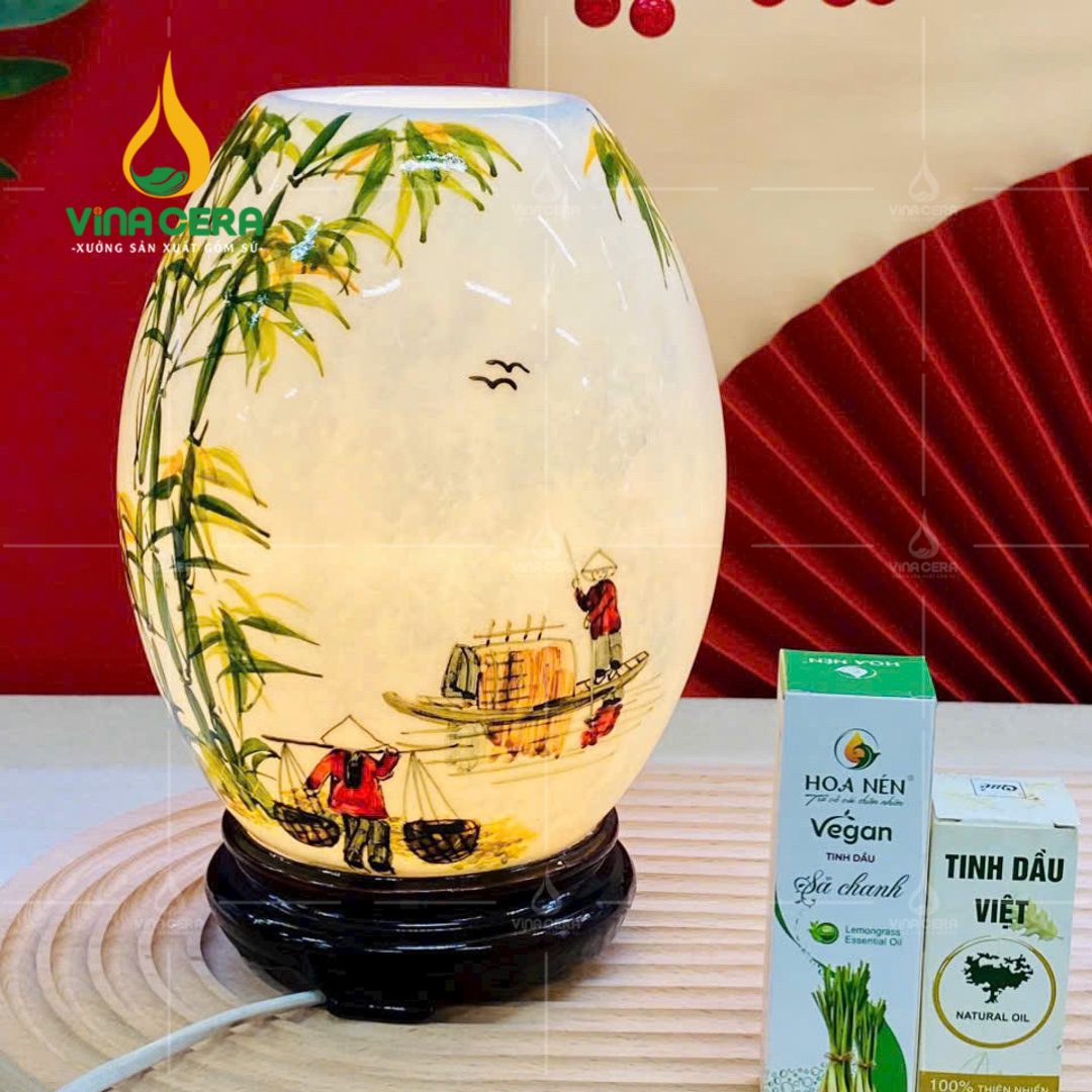 Đèn Xông Tinh Dầu Bát Tràng Dáng Trứng - DX 0911124 Đèn xông tinh dầu Bát Tràng dáng trứng