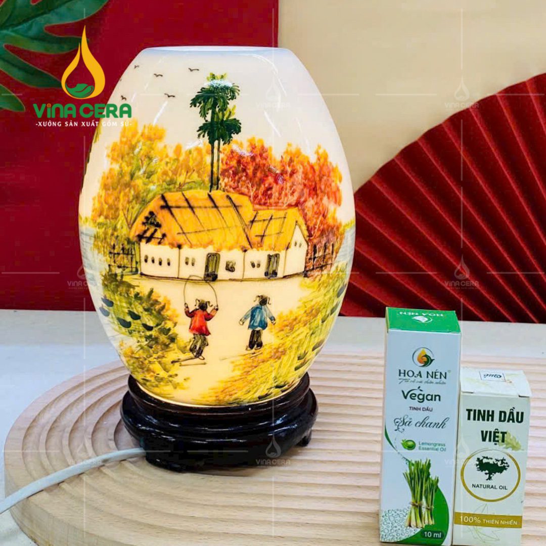 Đèn Xông Tinh Dầu Bát Tràng Dáng Trứng - DX 0911124 Đèn xông tinh dầu Bát Tràng dáng trứng