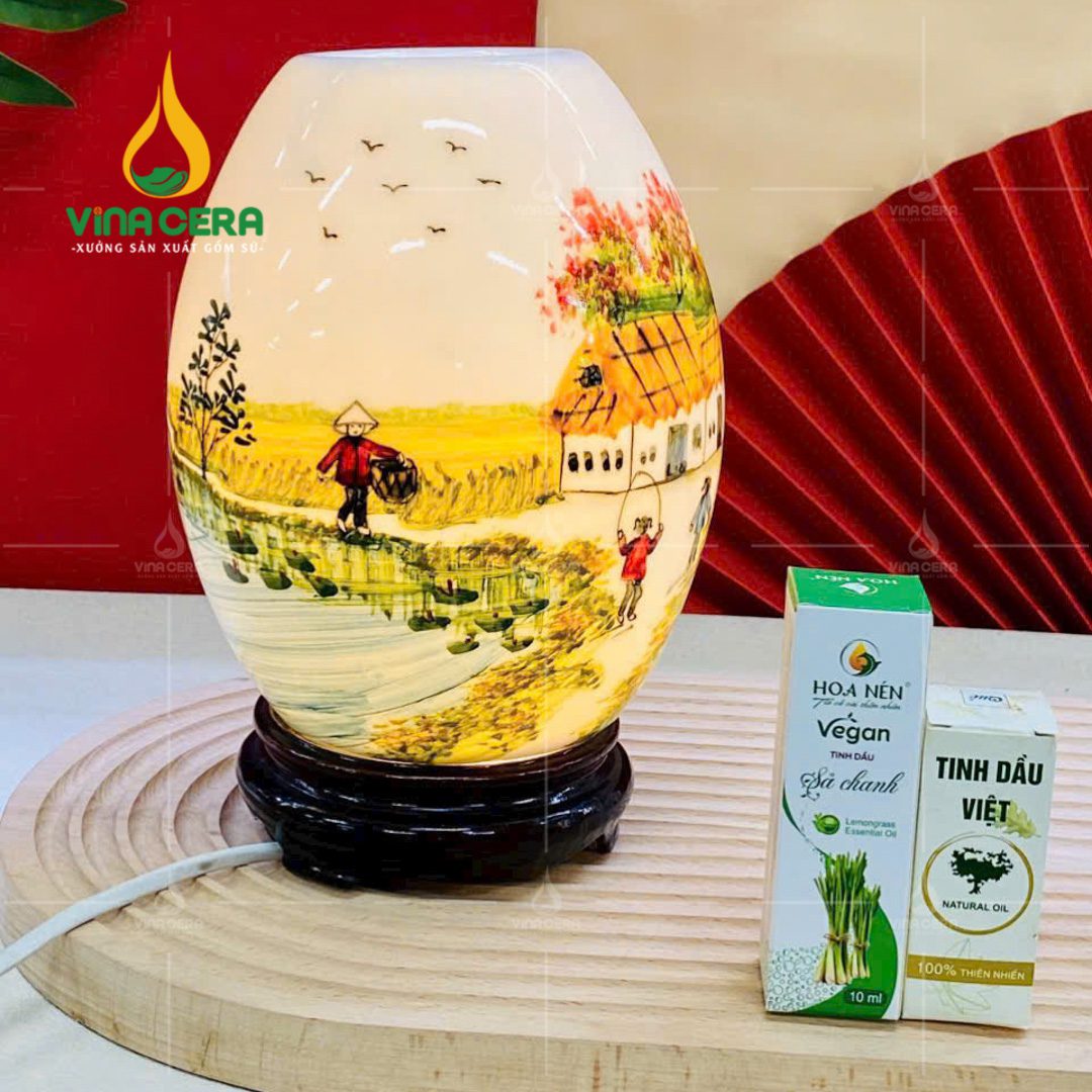 Đèn Xông Tinh Dầu Bát Tràng Dáng Trứng - DX 0911124 Đèn xông tinh dầu Bát Tràng dáng trứng