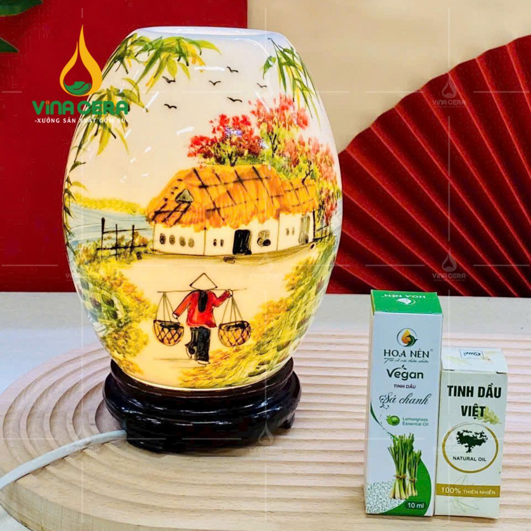 Đèn Xông Tinh Dầu Bát Tràng Dáng Trứng - DX 0911124 Đèn xông tinh dầu Bát Tràng dáng trứng