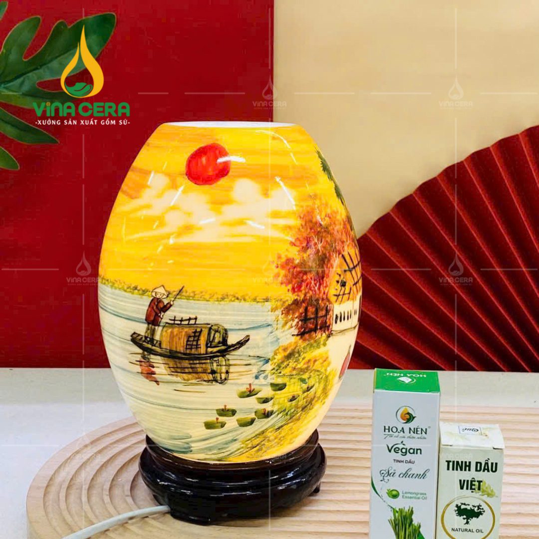 Đèn Xông Tinh Dầu Bát Tràng Dáng Trứng - DX 0911124 Đèn xông tinh dầu Bát Tràng dáng trứng