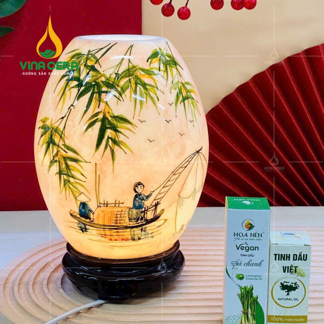Đèn Xông Tinh Dầu Bát Tràng Dáng Trứng - DX 0911124 Đèn xông tinh dầu Bát Tràng dáng trứng
