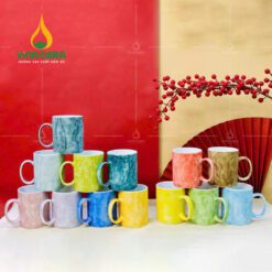 Ly sứ quai C men vân đá có nắp