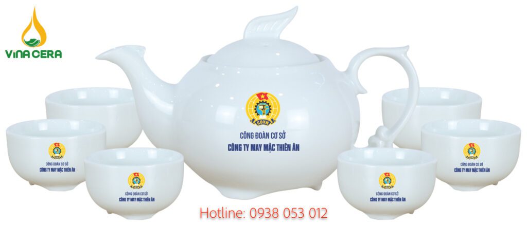 Ấm Chén In logo Công Đoàn AC-0162125 ấm chén in logo - quà tặng công đoàn