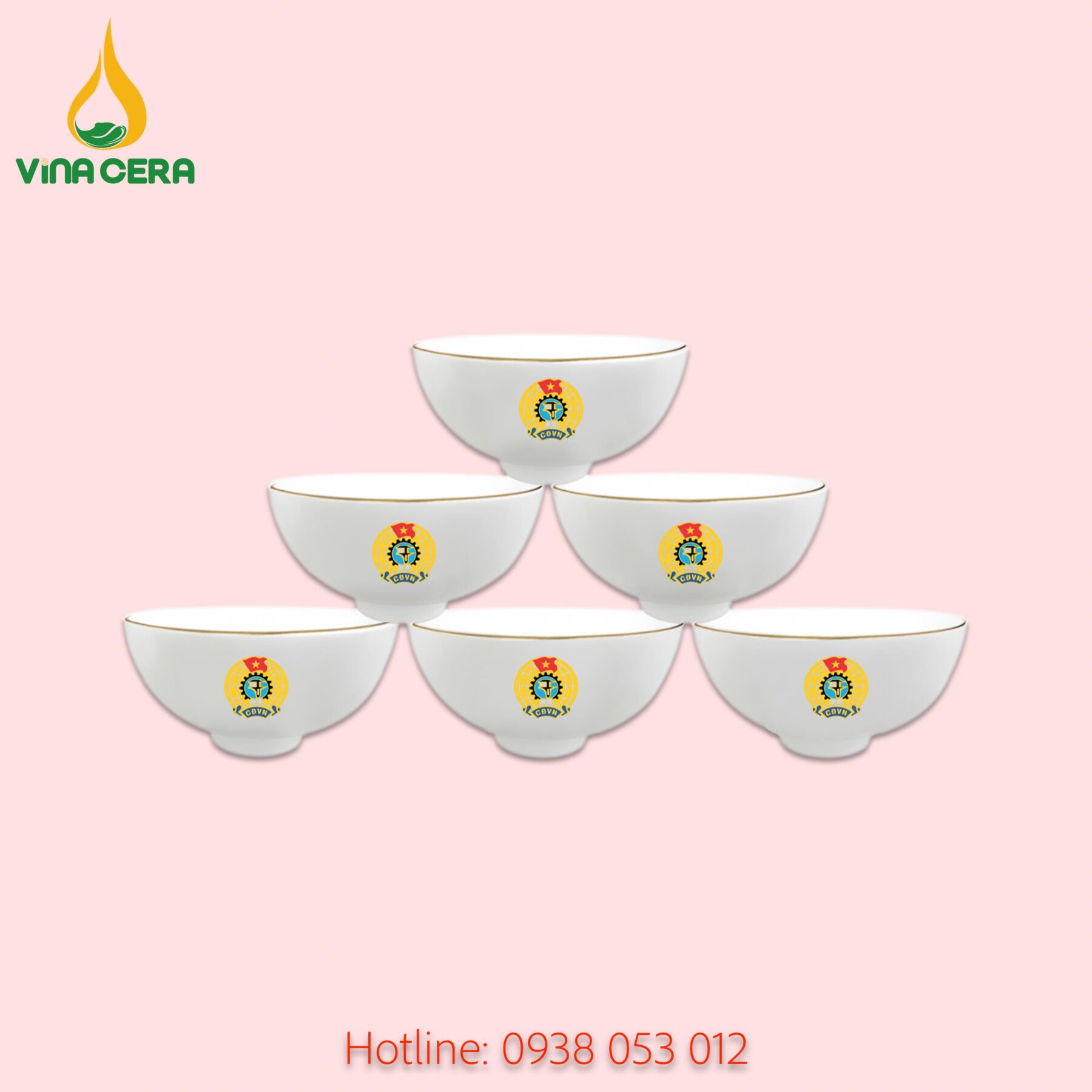 bộ 6 bát cơm in logo - quà tặng công đoàn