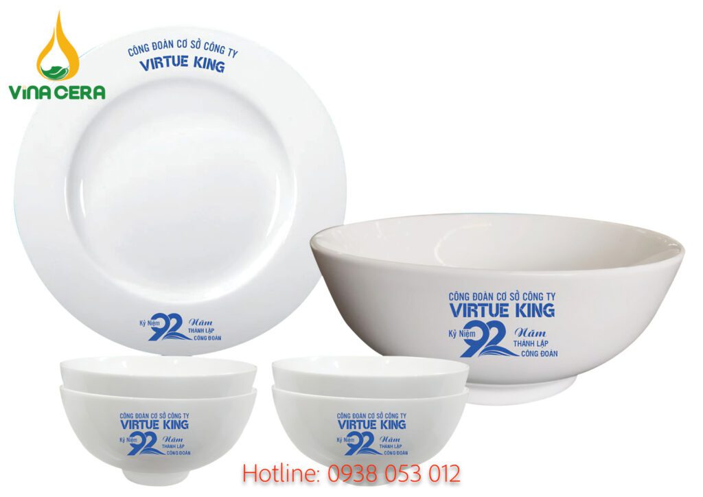 bộ chén bát in logo - quà tặng công đoàn
