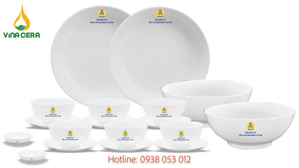 bộ chén bát in logo - quà tặng công đoàn