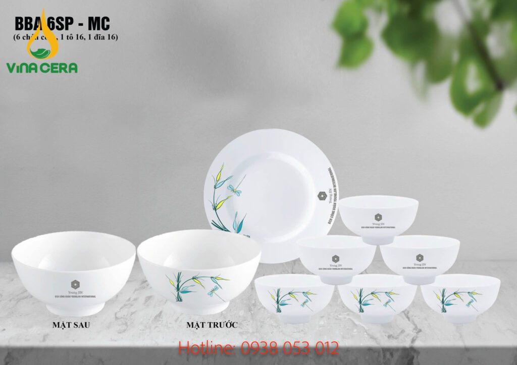 bộ chén bát in logo - quà tặng công đoàn