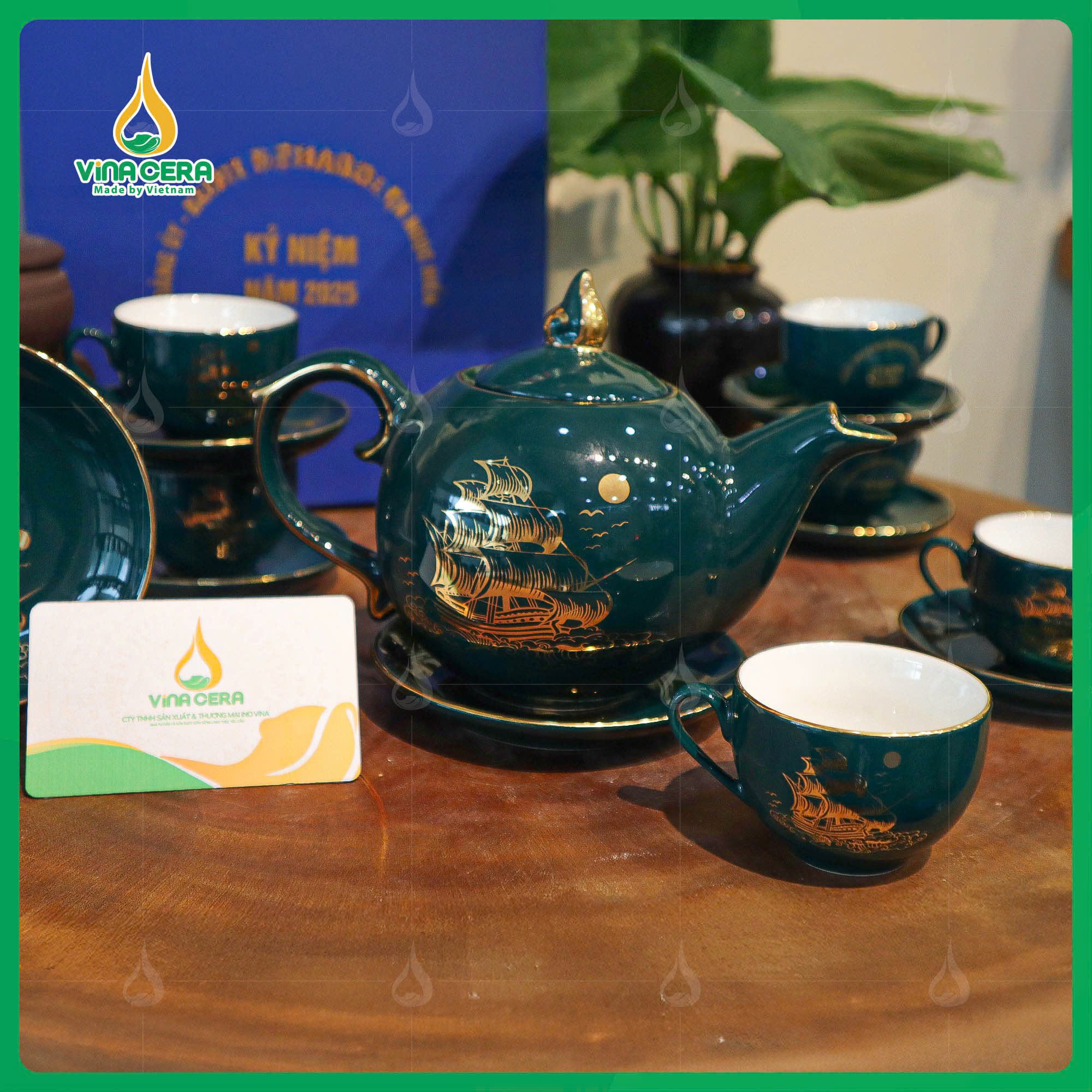 Bộ Ấm Chén In logo Kỷ Niệm Cơ Quan AC-0472625 Bộ Ấm Chén In logo Kỷ Niệm Cơ Quan AC-0472625