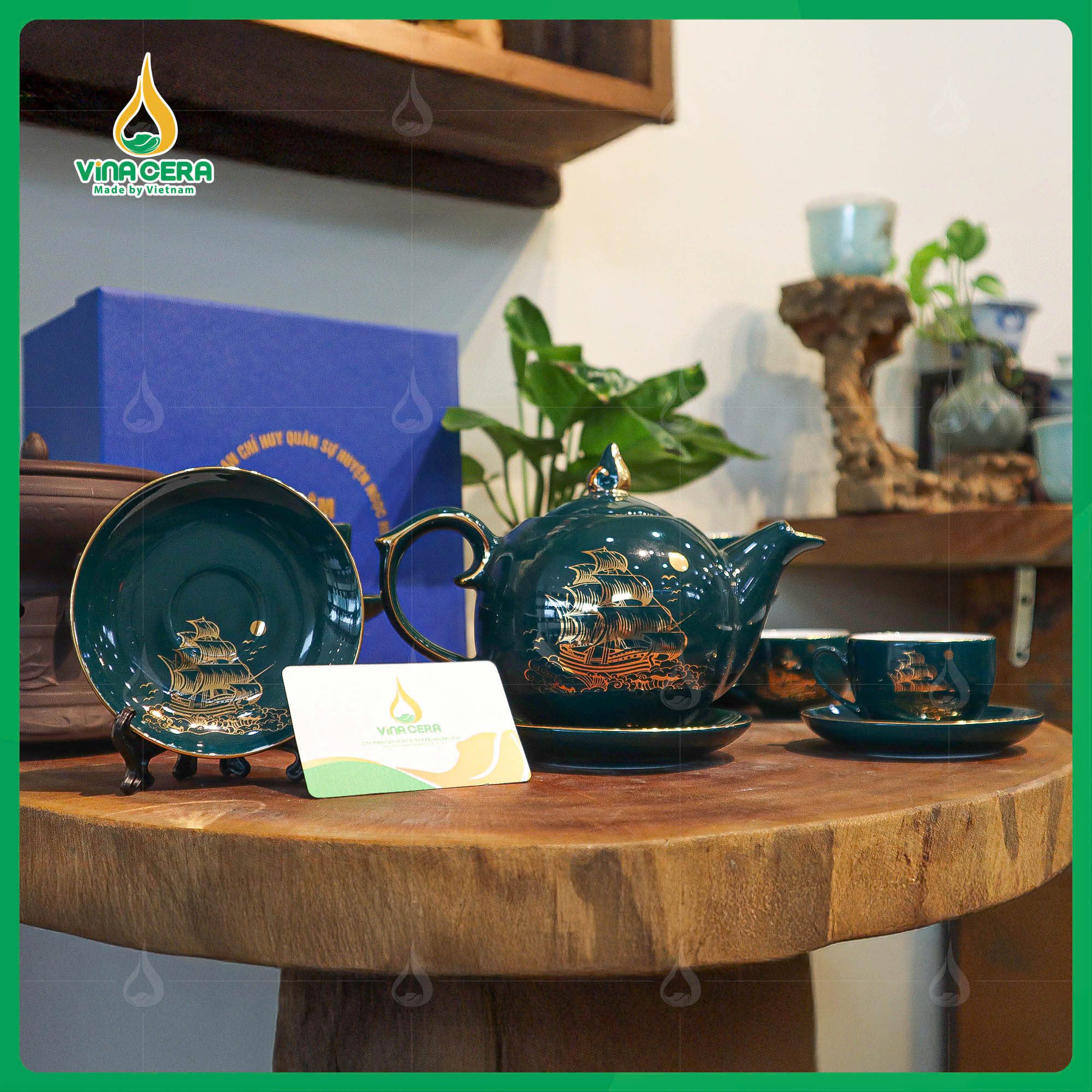 Bộ Ấm Chén In logo Kỷ Niệm Cơ Quan AC-0472625 Bộ Ấm Chén In logo Kỷ Niệm Cơ Quan AC-0472625