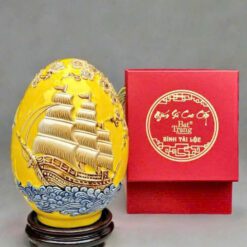 Quà tặng Quân Đội Trứng Phong thủy Thuận buồm Xuôi gió Men màu Họa tiết nổi TPT-01