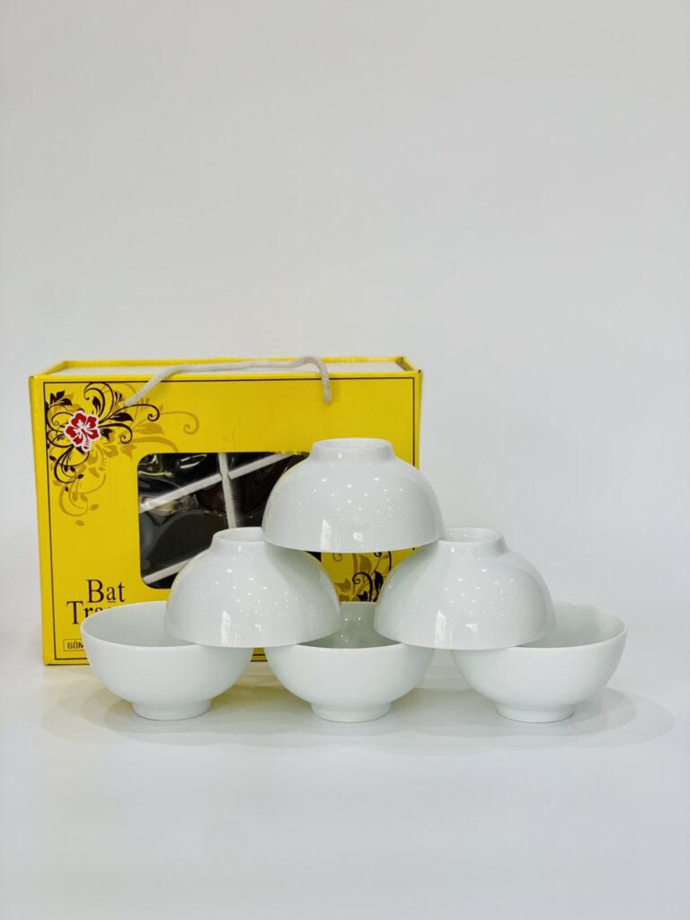 Quà Tết In Logo Thương Hiệu - Bí Quyết Tạo Ấn Tượng Mạnh Mẽ Trong Năm 2026 6 bát cơm men trắng