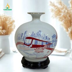 Bình Hút Lộc Gốm Bát Tràng Trắng Trơn In Logo Quà Tặng Doanh Nghiệp