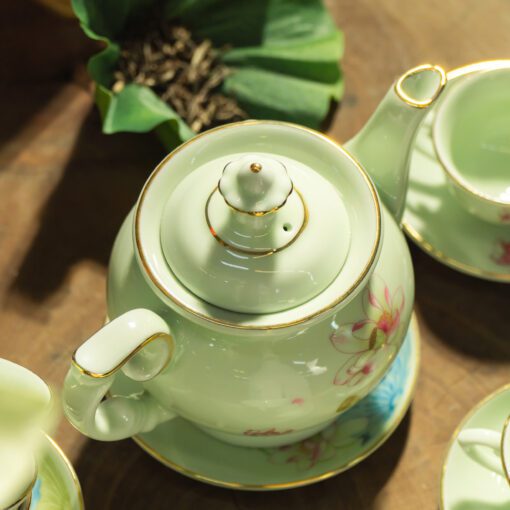 Bộ Ấm Trà Đài Cát Sen Hồng Chỉ Vàn