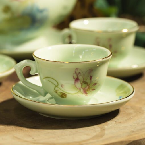 Bộ Ấm Trà Đài Cát Sen Hồng Chỉ Vàn