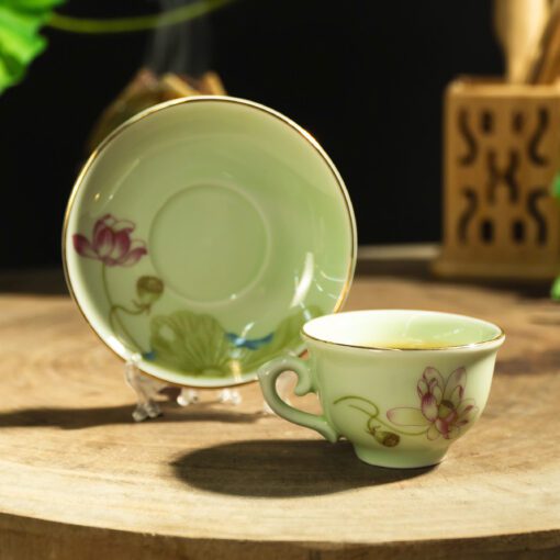 Bộ Ấm Trà Đài Cát Sen Hồng Chỉ Vàn