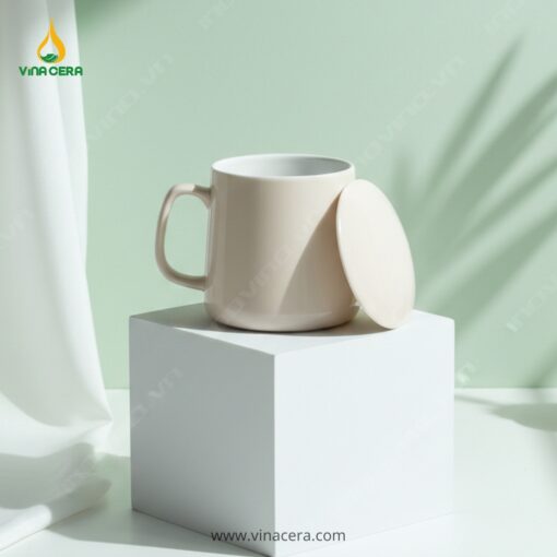 Ly Sứ Bát Tràng Có Nắp Vintage In Logo Cao Cấp – Quà Tặng Doanh Nghiệ