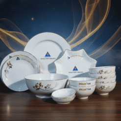 Bộ Bát Đĩa Men Trắng Hoa Sen Chỉ Vàng Kim 16 Món Bát Tràng Bộ Đồ Ăn Bát Tràng Hoa Sen Chỉ Vàng Kim 16 Món Quà Tặng Doanh Nghiệp