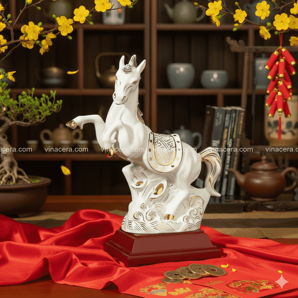 Tượng Bạch Mã Vẽ Vàng Kim Gốm Sứ Bát Tràng Cao Cấp tuong bach ma ve vang kim gom su bat trang cao cap 4 Tượng Bạch Mã Vẽ Vàng Kim Gốm Sứ Bát Tràng Cao Cấp