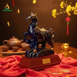 Tượng Ngựa Thanh Mã Vân Mao Vẽ Vàng Bát Tràng Cao Cấp