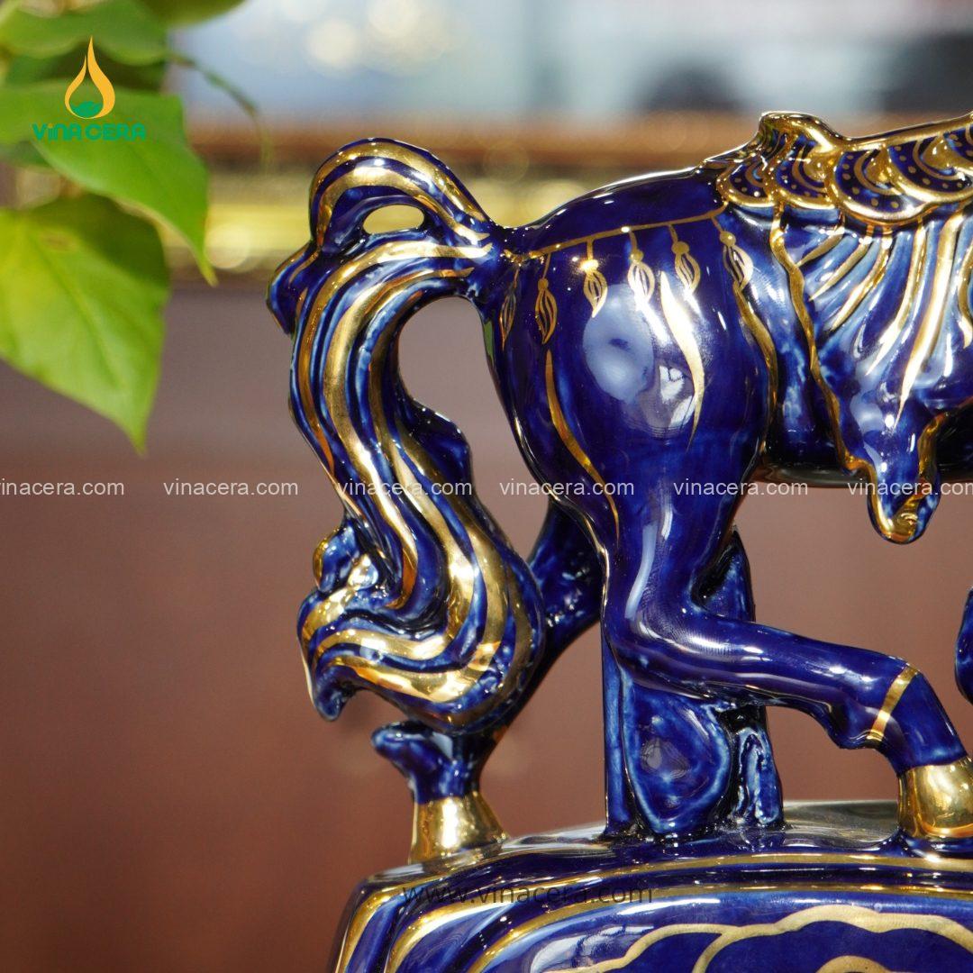 Tượng Ngựa Thanh Mã Vân Mao Vẽ Vàng Bát Tràng Cao Cấp Tượng Ngựa Thanh Mã Vân Mao Vẽ Vàng Bát Tràng Cao Cấp