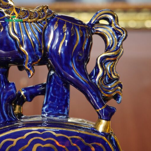 Tượng Ngựa Thanh Mã Vân Mao Vẽ Vàng Bát Tràng Cao Cấp