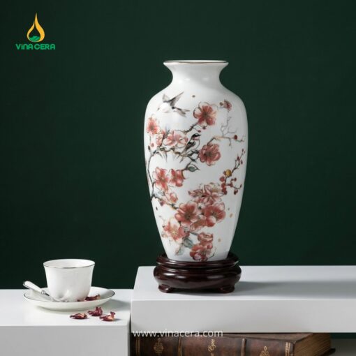 Bình Hoa Gốm Bát Tràng Hoa Đào - Quà Tặng Ý Nghĩa
