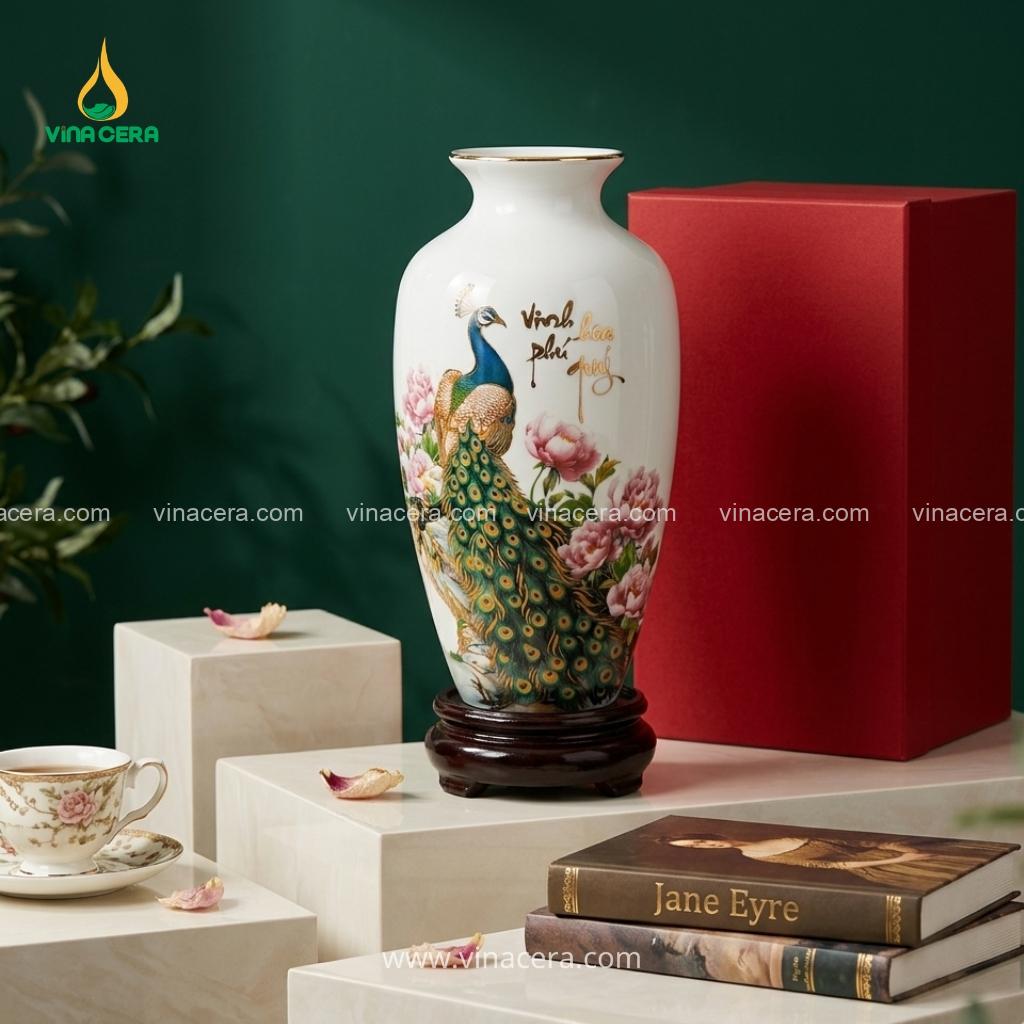Bình Hoa Sứ Cao Cấp Vinh Hoa Phú Quý Vẽ Vàng – Quà Tặng Doanh Nghiệp